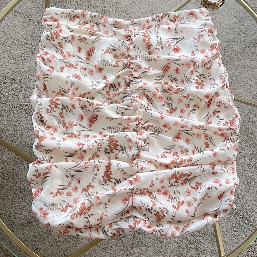 Fashion Nova Floral Ruched Silky Mini Skirt Size S NWOT